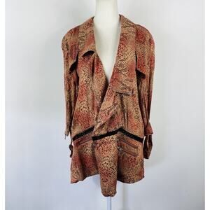 One Teaspoon Jacket XS Orange Viper Reptile Print Casual Lightweight